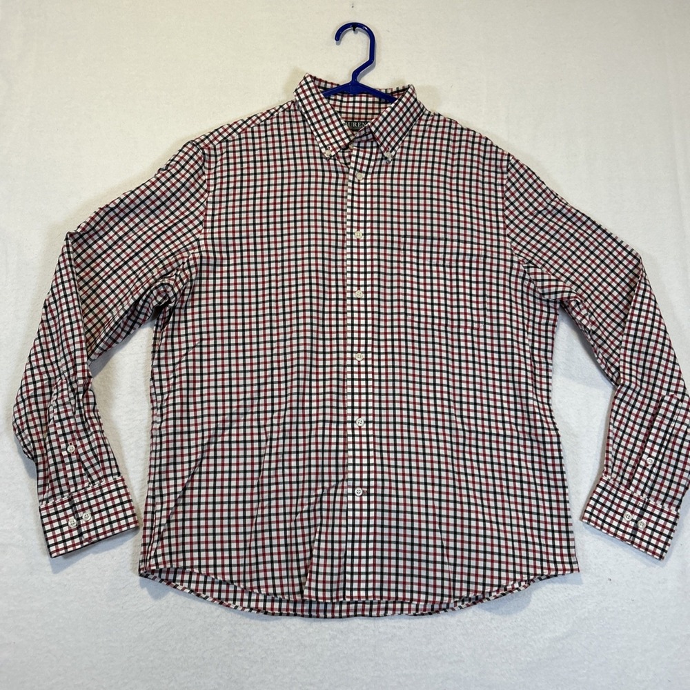 Lauren Ralph Lauren Mens Large Regular Fit Stretch Plaid Long Sleeve Button Down